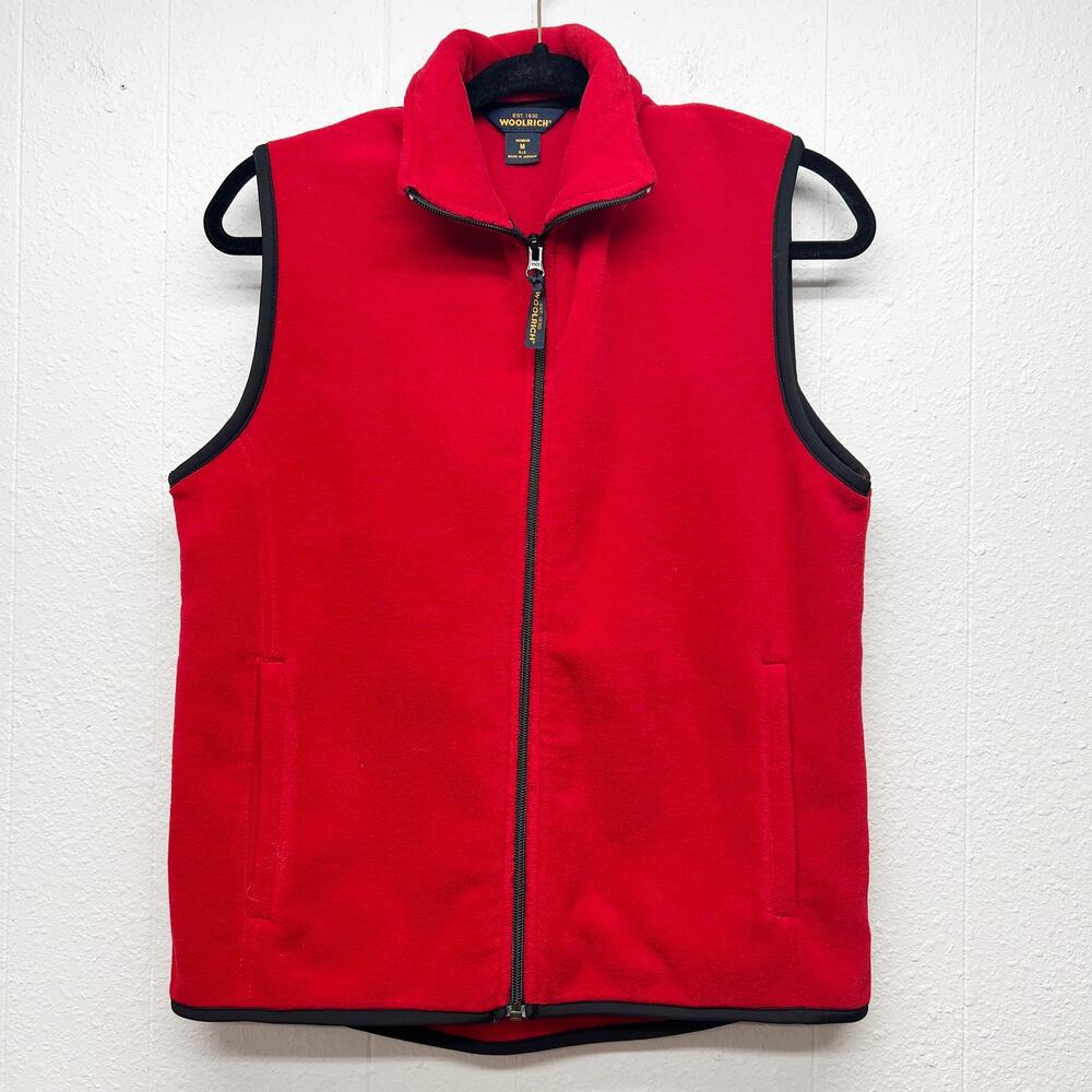 Woolrich Full Zip Red Fleece Vest Women Medium Casual Work Outdoor School Lounge